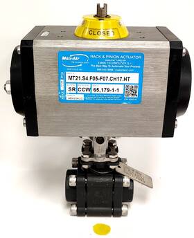 Mt21.s4.f05-f07.ch17.ht Max-air Rotary Rack And Pinion Actuator With 3/4 Inch Ball Valve