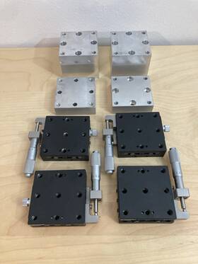 122-0420 Optosigma 4 Four 1-axis Manual Translation Stages With Custom Bases For Optics