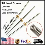 T8 Lead Screw Rod Pitch 8MM/2MM Length 100-1200MM Brass Nut. Fixed Price $7.99.