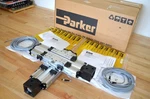 New Parker 404XR Linear Ballscrew Actuator Xy Stage, 100MM Travel, 5MM Pitch Nib. Fixed Price $1850.00.