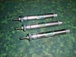 (3) Clippard Miniature Air Cylinders Single Acting Spring Return (27505-TUB-Y4). Fixed Price $28.50.