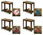 End Table Mlb Wood Nightstand Faux Marble Cappuccino Espresso Baseball Team Logo. Fixed Price $139.88.
