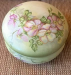 Vintage Hand Painted Nippon Wild Roses Dresser Powder Box. Fixed Price $69.99.
