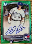 Bowman Draft 2025 Mega Box Jojo Parker Blue Jays Green Mojo Auto 95/99. Fixed Price $225.00.