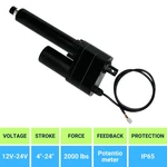 12-24V Feedback Linear Actuator (4"-24" Stroke 2000 Lbs Force) PA-17-POT Model. Fixed Price $390.59.