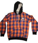 New York Islanders Royal/orange Check Sherpa Flannel 1/4 Pullover Size Men's Med. Fixed Price $26.01.