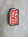 Vintage Schrader Valve Caps Mini Tin Box Empty Container 1+1/2". Fixed Price $12.00.