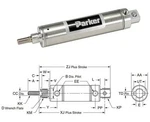 4X Parker 1.50DPSR03.00 Pneumatic Cylinders 1-1/2" Bore Short Stroke Air. Fixed Price $219.00.
