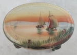 Antique Hand Painted Nippon Footed Trinket Box With Boats Lid. Fixed Price $24.95.