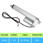 Mini Linear Actuator (1"-24" Stroke, 50-150 Lbs. Force) PA-14-24VDC Model. Fixed Price $125.99.