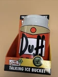 The Simpsons Duff Beer Talking Ice Bucket W/tongs Giant Can 2005 Box 3 Phrases. Fixed Price $49.99.