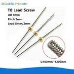 T8 Lead Screw Rod OD8MM Pitch 8MM/2MM Length 100MM-1200MM & Brass Nut. Fixed Price $9.99.